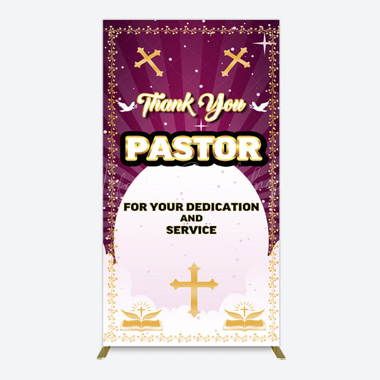 Lofaris Purple Sun Rays Cross Thank You Pastor Rectangle Backdrop