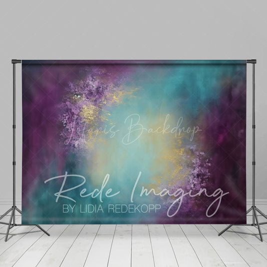Lofaris Purple Yellow Green Mixed Painterly Photo Backdrop