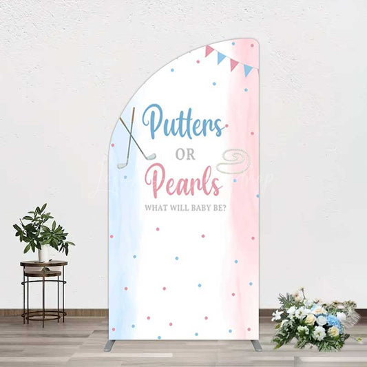 Lofaris Putters Pearls Dots Baby Gender Reveal Half Moon Arch Backdrop