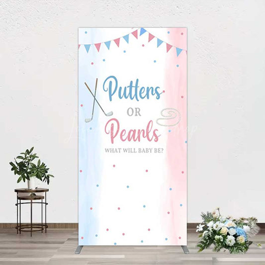 Lofaris Putters Pearls Dots Baby Gender Reveal Rectangle Backdrop