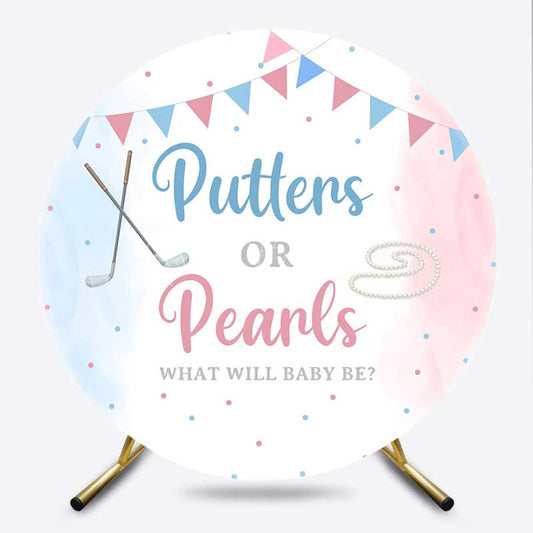 Lofaris Putters Pearls Dots Baby Gender Reveal Round Cover
