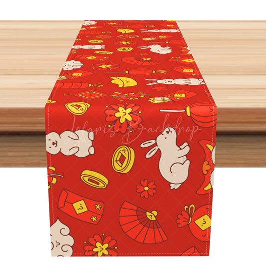 Lofaris Rabblit Lantern Lucky Chinese New Year Table Runner