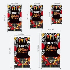 Lofaris Race Game Balloon Flags Fast Birthday Rectangle Backdrop