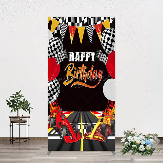 Lofaris Race Game Balloon Flags Fast Birthday Rectangle Backdrop