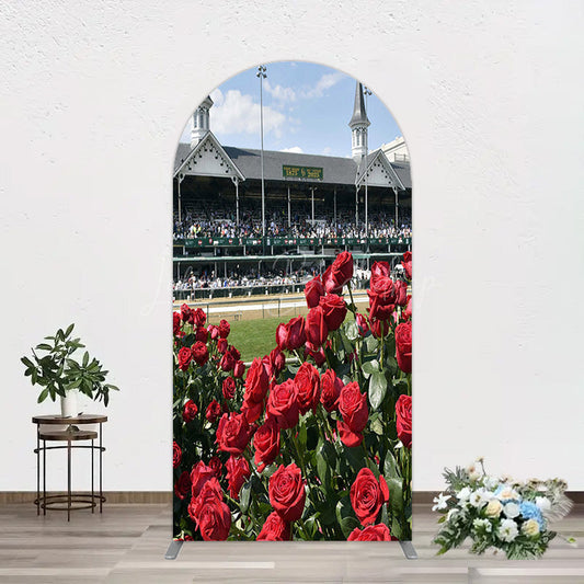 Lofaris Racecourse Red Roses Kentucky Derby Arch Backdrop