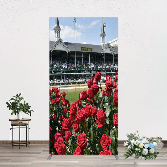 Lofaris Racecourse Red Roses Kentucky Derby Rectangle Backdrop