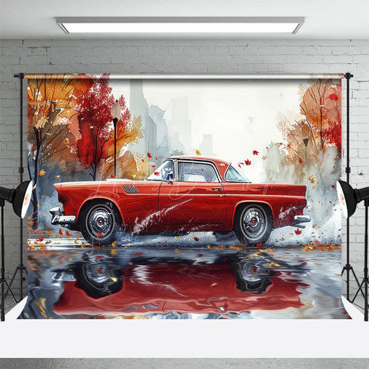 Lofaris Racing Car Rainy Autumn Fine Art Photo Backdrop