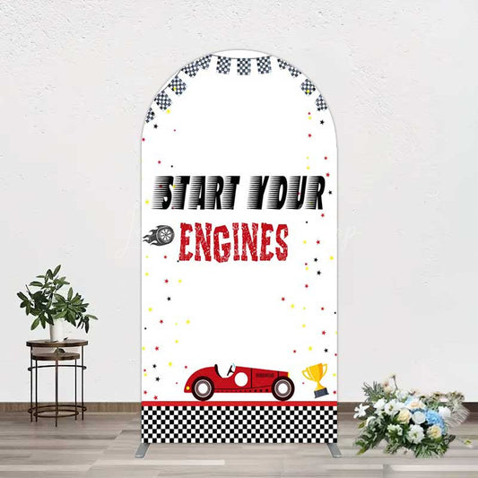 Lofaris Racing Start Engines Boy Birthday Arch Backdrop