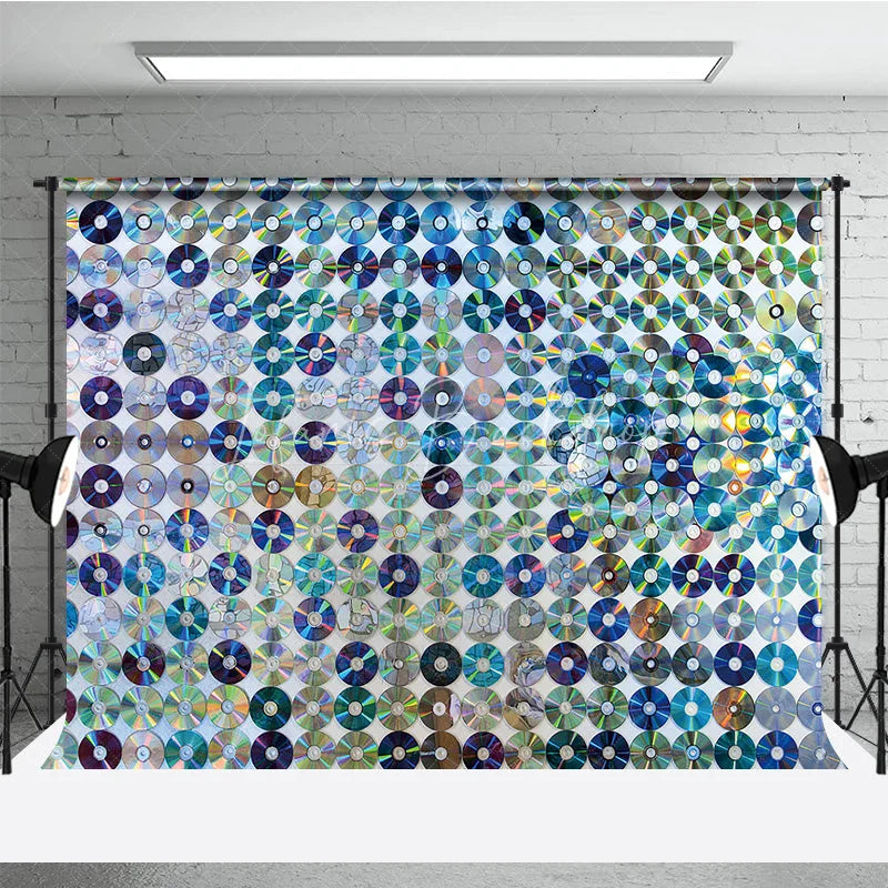 Lofaris Rainbow CD DVD Discs Backdrop Modern Music Dance Party Supplies for Retro Studio Decor