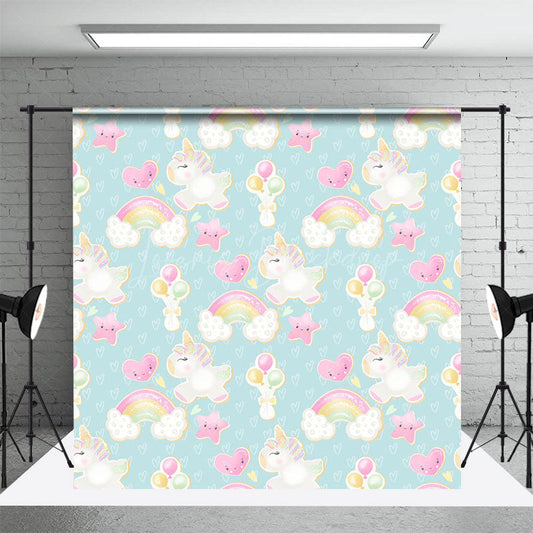 Lofaris Rainbow Cloud Unicorn Birthday Cake Smash Backdrop