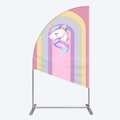 Lofaris Rainbow Color Curve Stripes Birthday Half Moon Arch Backdrop