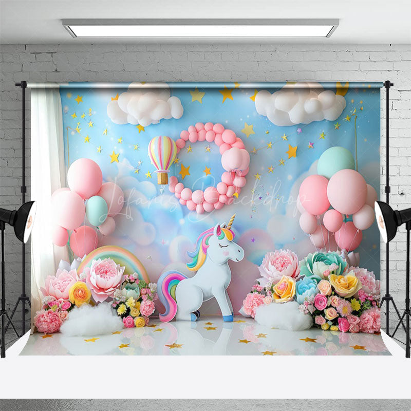 Lofaris Rainbow Color Unicorn Balloon Photography Backdrop