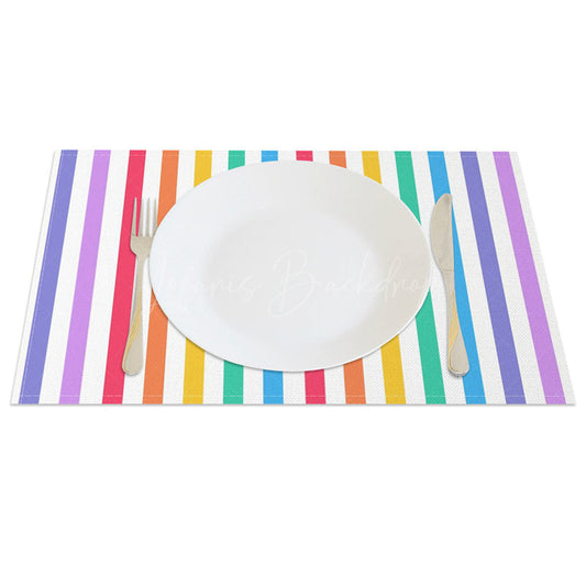 Lofaris Rainbow Colorful Stripes Party Set of 4 Placemats