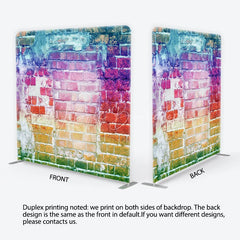 Lofaris Rainbow Distressed Brick Wall Tension Fabric Backdrop Colorful Urban Graffiti Photography Background