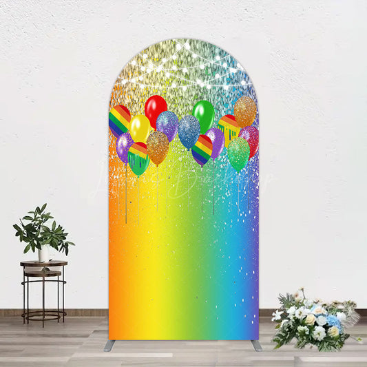 Lofaris Rainbow Glitter Balloons LGBT Party Arch Backdrop
