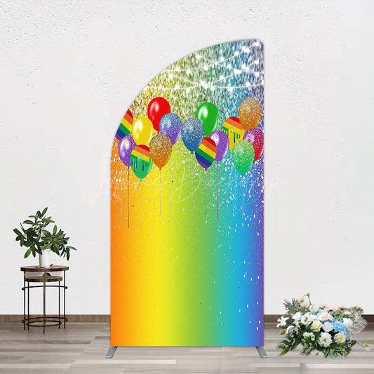 Lofaris Rainbow Glitter Balloons LGBT Party Half Moon Arch Backdrop