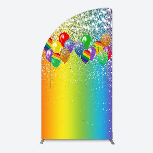 Lofaris Rainbow Glitter Balloons LGBT Party Half Moon Arch Backdrop
