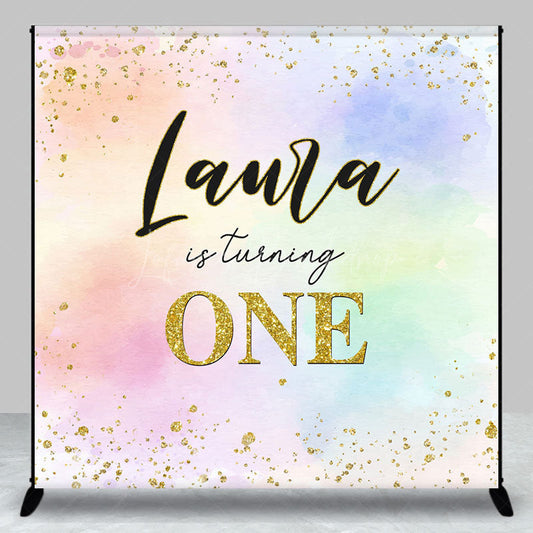 Lofaris Rainbow Gold Glitter Custom 1st Birthday Backdrop