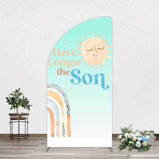 Lofaris Rainbow Here Comes The Sun Baby Shower Half Moon Arch Backdrop
