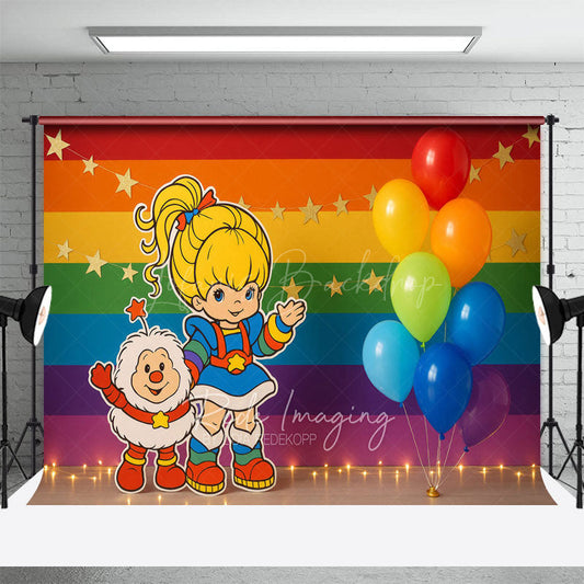 Lofaris Rainbow Kids Colored Balloon Cake Smash Backdrop