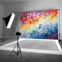 Lofaris Rainbow Star Texture Photography Backdrop Colorful Oil Painting Sky Photo Background Vibrant Abstract Art Booth Prop