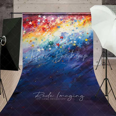 Lofaris Rainbow Star Texture Sweep Photo Backdrop Colorful Oil Painting Sky Background Vibrant Abstract Art Floor Prop