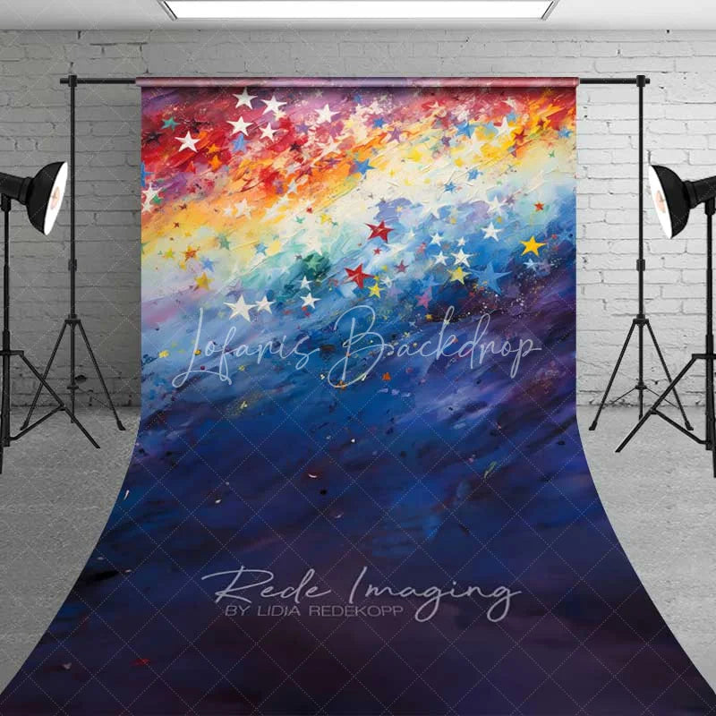 Lofaris Rainbow Star Texture Sweep Photo Backdrop Colorful Oil Painting Sky Background Vibrant Abstract Art Floor Prop