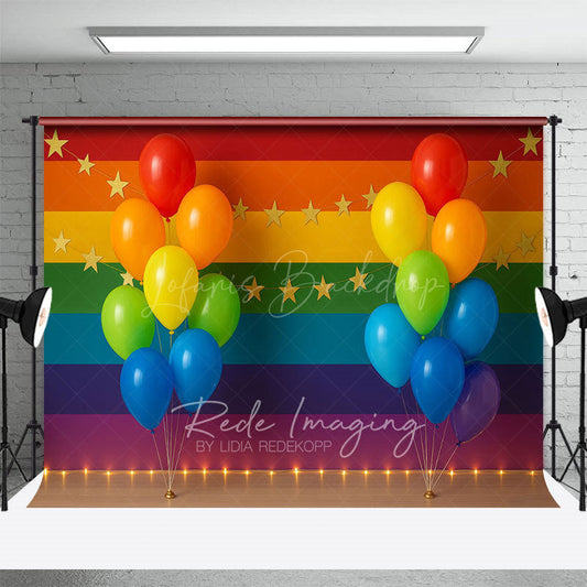 Lofaris Rainbow Stripe Wall Balloons Cake Smash Backdrop