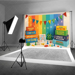 Lofaris Rainbow Stripes Board Game Photo Backdrop Space Mission and Block Party Photography Background