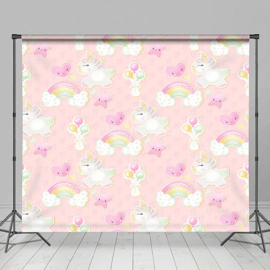 Lofaris Rainbow Unicorn Balloon Birthday Cake Smash Backdrop