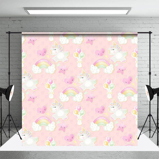 Lofaris Rainbow Unicorn Balloon Birthday Cake Smash Backdrop
