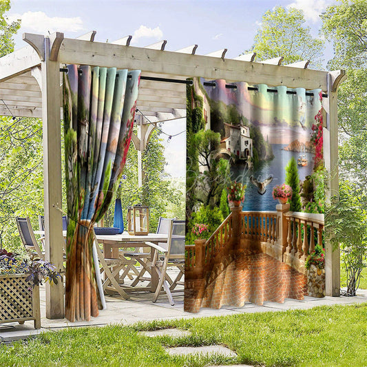 Lofaris Rainbow Wonderland Waterproof Printed Outdoor Curtains