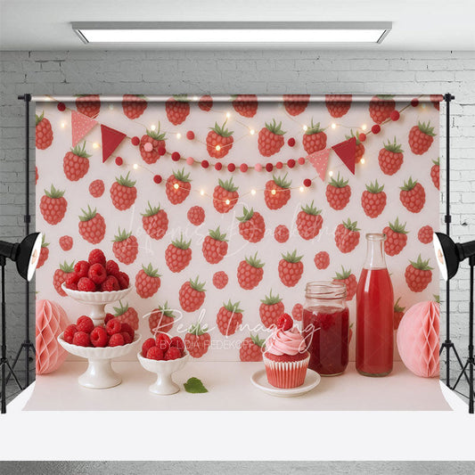 Lofaris Raspberry Dessert Cartoon Sweet Cake Smash Backdrop