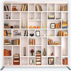 Lofaris Realistic Bookshelf with Classic Books and Elegant Decor Square Double-Sided Backdrop Study Library Photo Prop