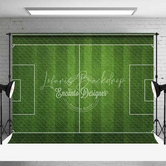 Lofaris Realistic Green Soccer Field Sports Game Backdrop Football Pitch Photography Background for Birthday Party