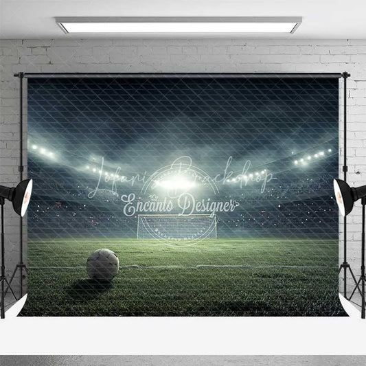 Lofaris Realistic Soccer Field Stadium Lights Backdrop Night Game Sports Party Photography Background