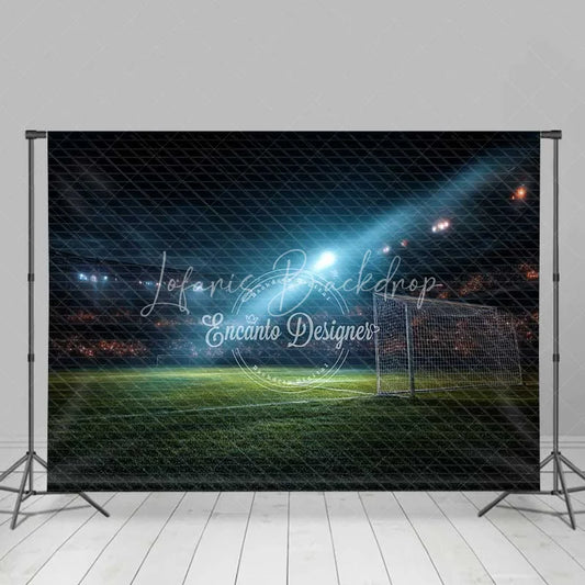 Lofaris Realistic Sports Soccer Field Backdrop Night Game Stadium Lights Football Party Photography Background