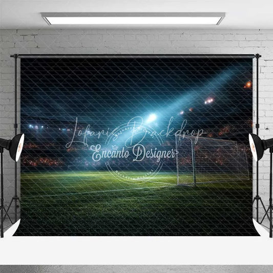 Lofaris Realistic Sports Soccer Field Backdrop Night Game Stadium Lights Football Party Photography Background