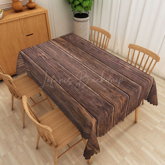 Lofaris Realistic Wood Grain Modern Rectangle Tablecloth