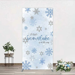 Lofaris Rectangle Backdrop A Little Snowflake Is On The Way Cover Winter Blue Silver Baby Shower Background Boy Party Prop