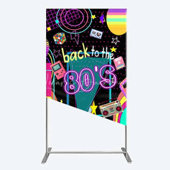 Lofaris Rectangle Backdrop Back to the 80s Neon Retro Cover Glow Party Graffiti Geometric Chiara Wall Background Birthday Decor