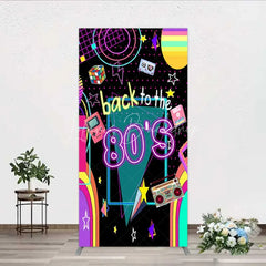 Lofaris Rectangle Backdrop Back to the 80s Neon Retro Cover Glow Party Graffiti Geometric Chiara Wall Background Birthday Decor