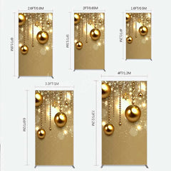 Lofaris Rectangle Backdrop Christmas Gold Baubles Luxury Hanging Ornaments Sparkle Cover