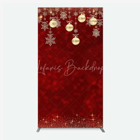 Lofaris Rectangle Backdrop Christmas Red Gold Ornaments Cover Winter Snowflake Glitter Chiara Wall Background Holiday Party Decor