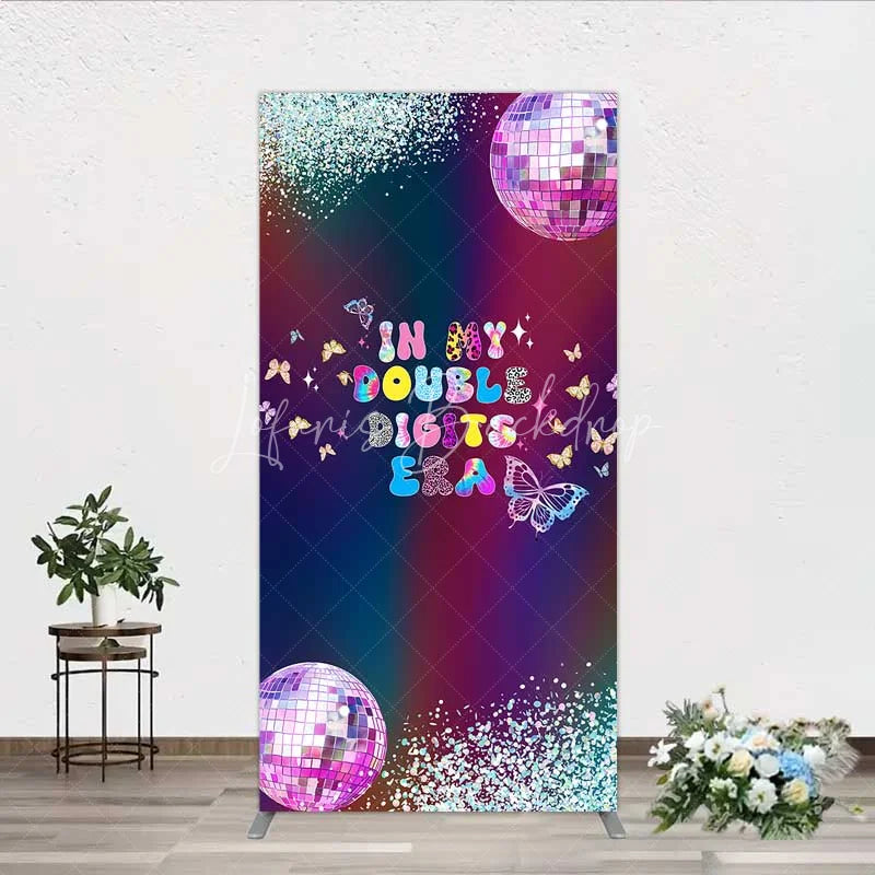 Lofaris Rectangle Backdrop In My Double Digits Era Groovy Disco Ball Butterfly Birthday Cover