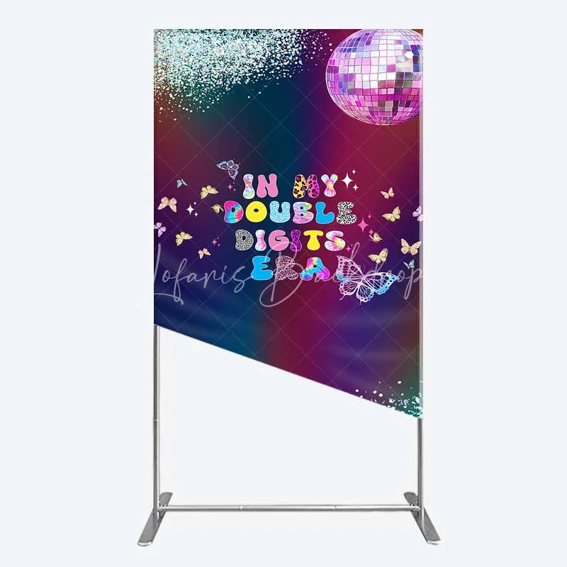 Lofaris Rectangle Backdrop In My Double Digits Era Groovy Disco Ball Butterfly Birthday Cover