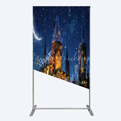 Lofaris Rectangle Backdrop Magic Castle Night Wizard School Winter Moon Starry Sky Cover