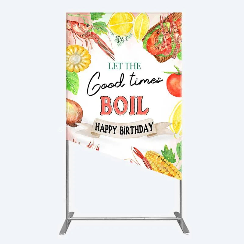 Lofaris Rectangle Backdrop Seafood Boil Birthday Summer Crawfish Lemon Good Times Cover