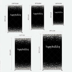 Lofaris Rectangle Backdrop Silver Diamonds Glitz Black Background Sparkle Happy Birthday Cover
