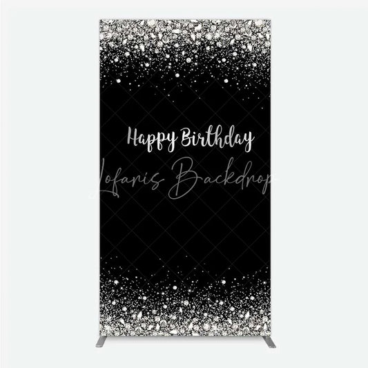 Lofaris Rectangle Backdrop Silver Diamonds Glitz Black Background Sparkle Happy Birthday Cover